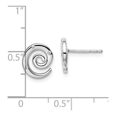 Sterling Silver 1mm Round Diamond Swirl Stud Earrings – view 5