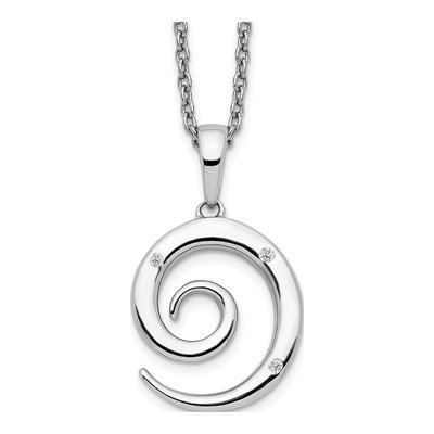 Sterling Silver Diamond Swirl Pendant Necklace