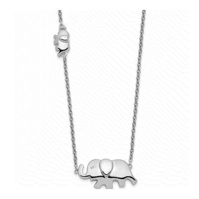 Sterling Silver Diamond Elephant Necklace