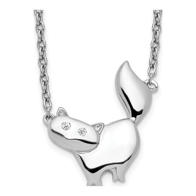 Sterling Silver Diamond Cat Necklace