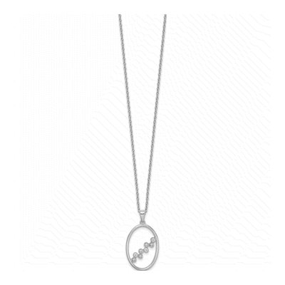 Sterling Silver Diamond Open Oval Pendant Necklace – view 3