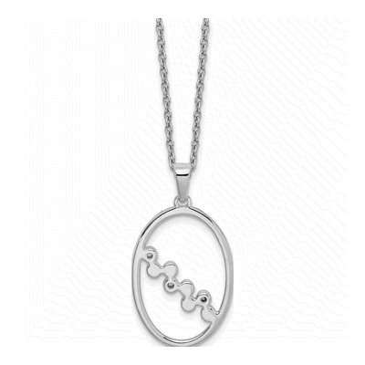 Sterling Silver Diamond Open Oval Pendant Necklace – view 4