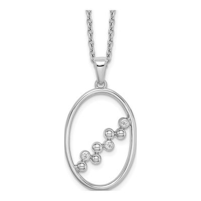 Sterling Silver Diamond Open Oval Pendant Necklace