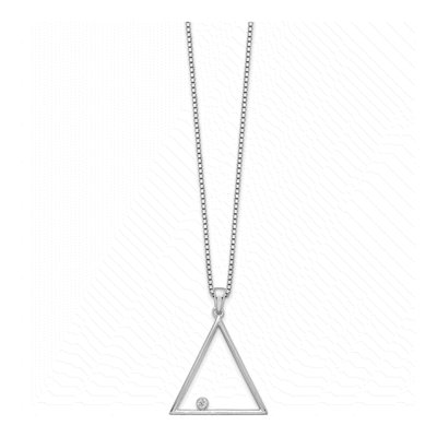 Sterling Silver Diamond Open Triangle Pendant Necklace – view 3