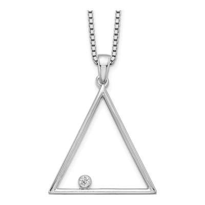 Sterling Silver Diamond Open Triangle Pendant Necklace