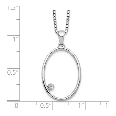 Sterling Silver Diamond Open Oval Pendant Necklace – view 4