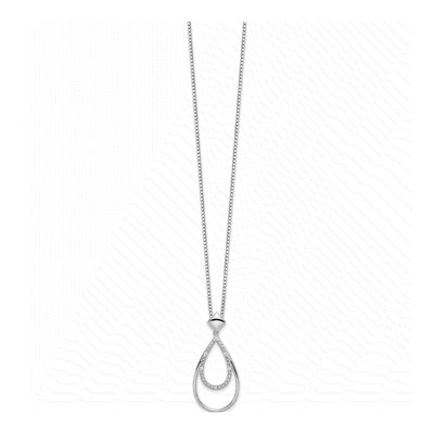 Sterling Silver Diamond Teardrop Pendant Necklace – view 3