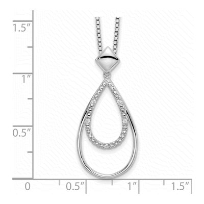 Sterling Silver Diamond Teardrop Pendant Necklace – view 4