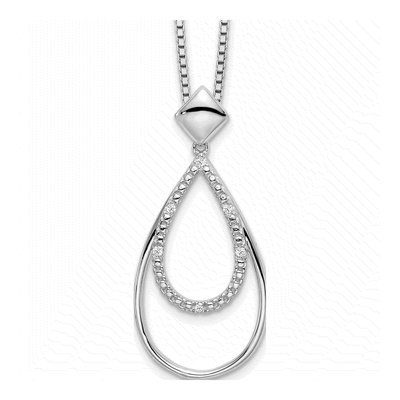 Sterling Silver Diamond Teardrop Pendant Necklace
