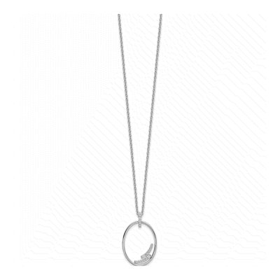 Sterling Silver Diamond Open Oval Pendant Necklace – view 3