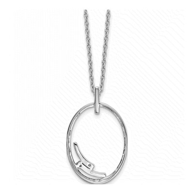 Sterling Silver Diamond Open Oval Pendant Necklace – view 4