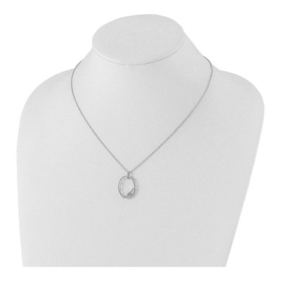 Sterling Silver Diamond Open Oval Pendant Necklace – view 5