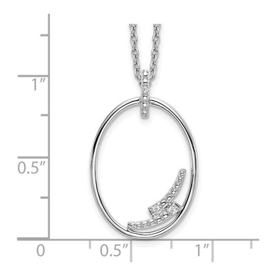 Sterling Silver Diamond Open Oval Pendant Necklace – view 6
