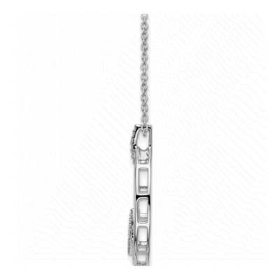 Sterling Silver Diamond Open Oval Pendant Necklace – view 8