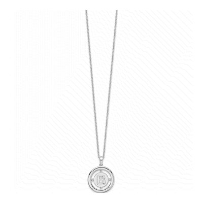 Sterling Silver Diamond Letter B Necklace – view 3