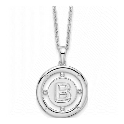 Sterling Silver Diamond Letter B Necklace