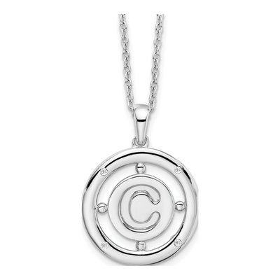 Sterling Silver Diamond Letter C Necklace