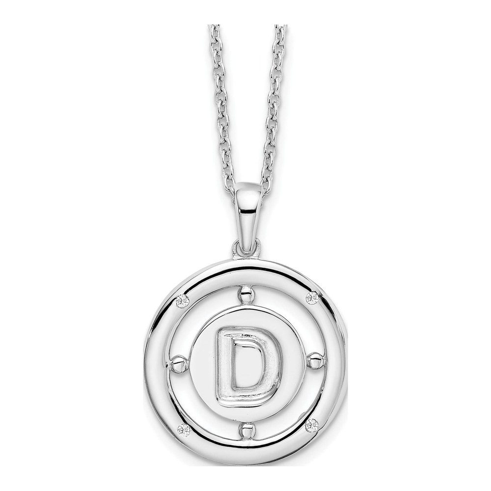 Sterling Silver Diamond Letter D Necklace