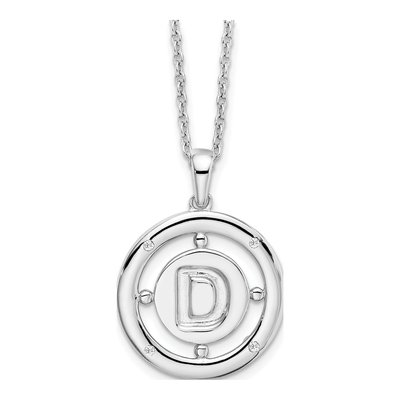Sterling Silver Diamond Letter D Necklace
