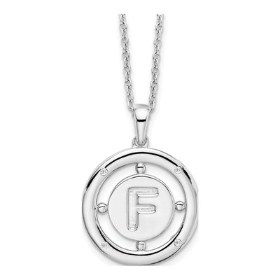 Sterling Silver Diamond Letter F Necklace