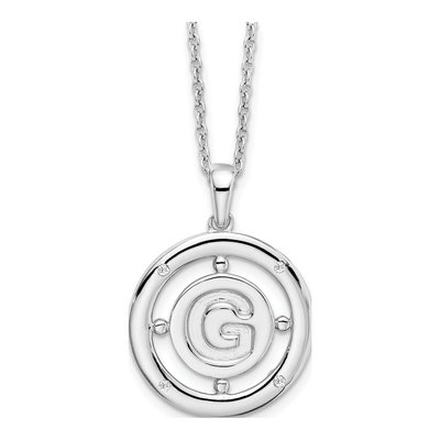 Sterling Silver Diamond Letter G Necklace