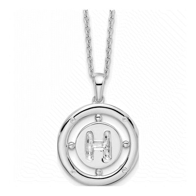 Sterling Silver Diamond Letter H Necklace