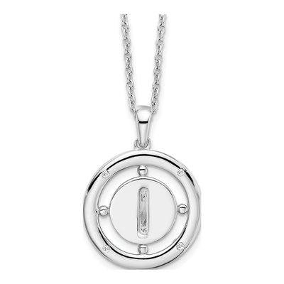 Sterling Silver Diamond Initial I Necklace
