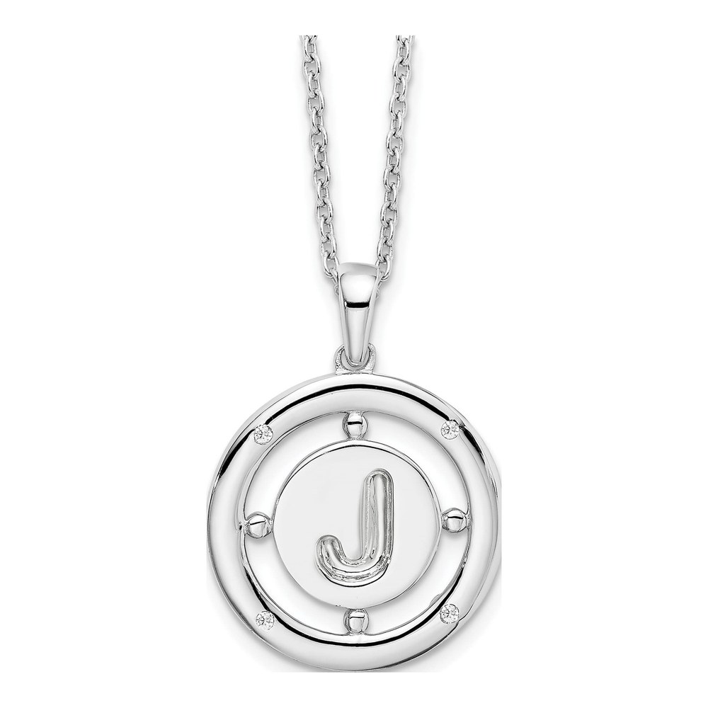 Sterling Silver Diamond Letter J Necklace