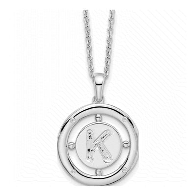 Sterling Silver Diamond Letter K Necklace