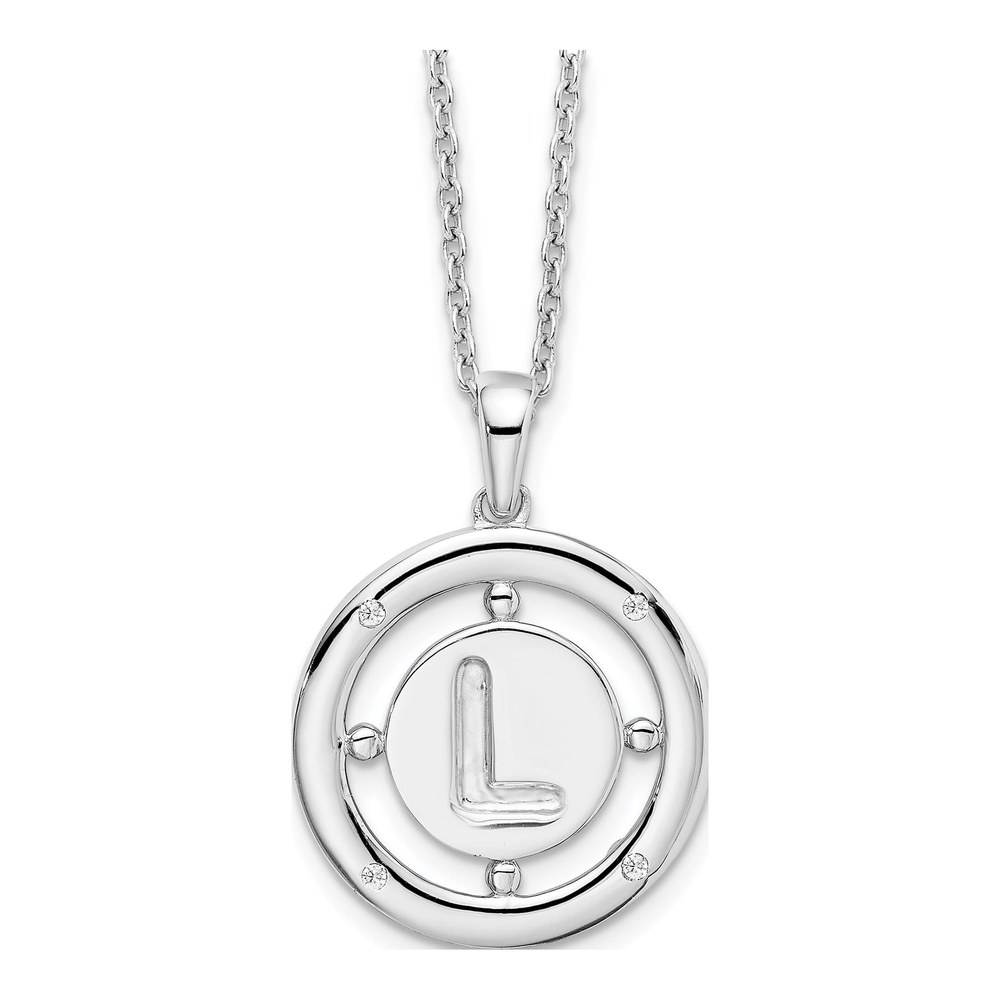 Sterling Silver Diamond Letter L Necklace