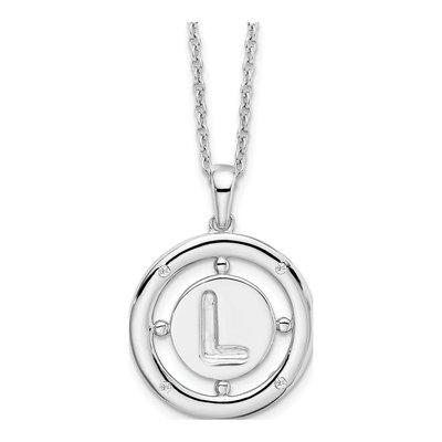 Sterling Silver Diamond Letter L Necklace