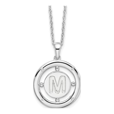 Sterling Silver Diamond Letter M Necklace