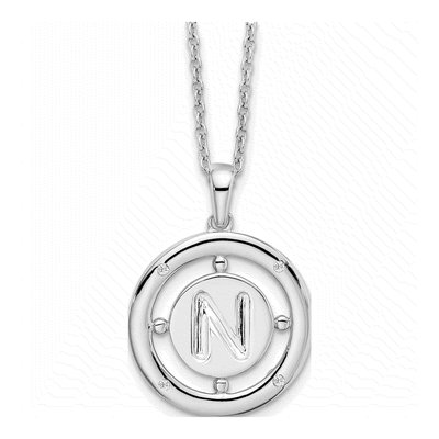 Sterling Silver Diamond Letter N Necklace