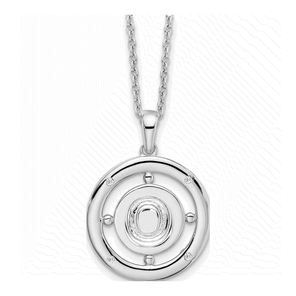 Sterling Silver Diamond Letter O Necklace