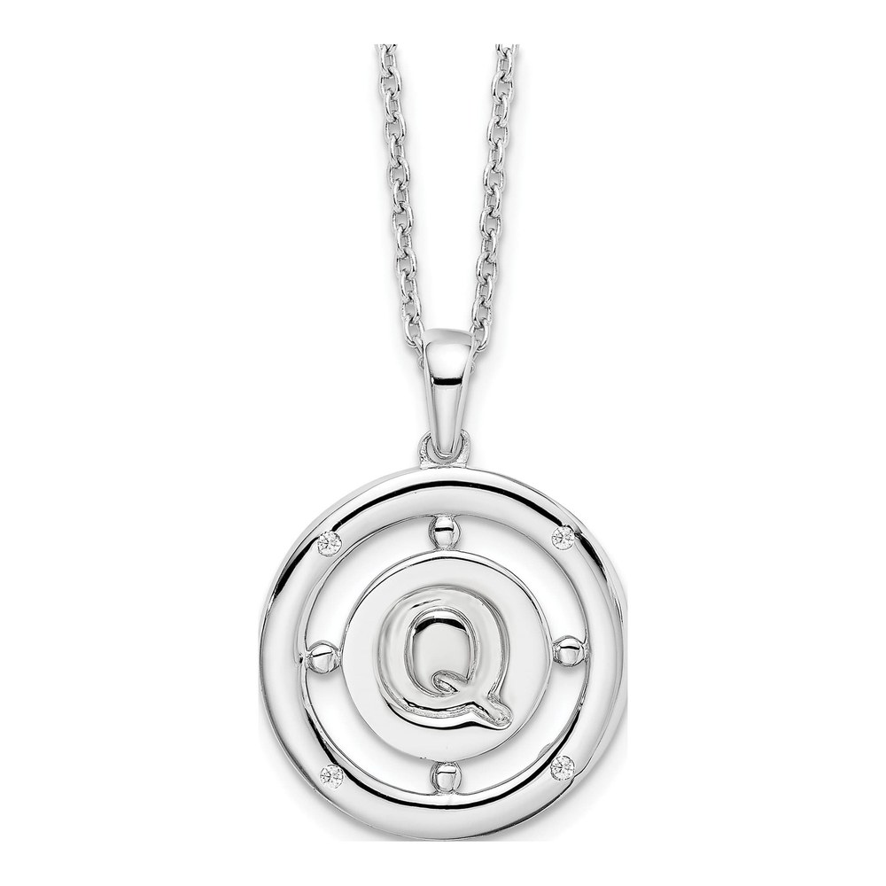 Sterling Silver Diamond Letter Q Necklace