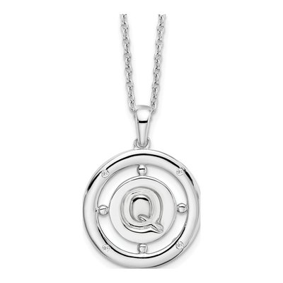 Sterling Silver Diamond Letter Q Necklace