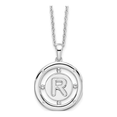 Sterling Silver Diamond Letter R Necklace