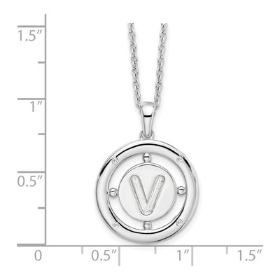 Sterling Silver Diamond Letter V Necklace – view 6