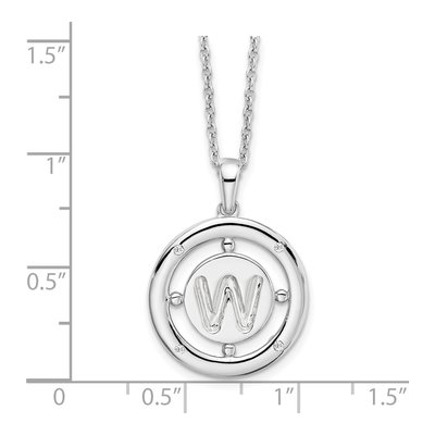 Sterling Silver Diamond Letter W Necklace – view 6