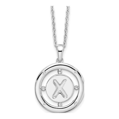 Sterling Silver Diamond Letter X Necklace