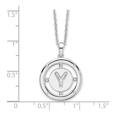 Sterling Silver Diamond Letter Y Necklace – view 6