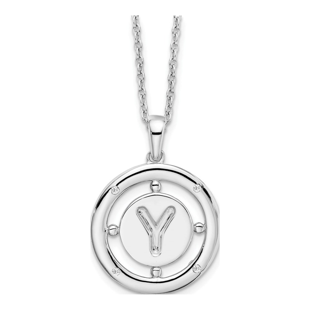 Sterling Silver Diamond Initial Y Necklace