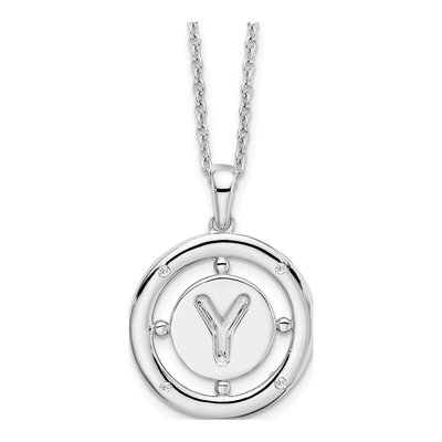 Sterling Silver Diamond Letter Y Necklace