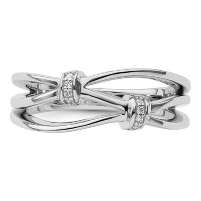 Sterling Silver Diamond Criss Cross Ring – view 5