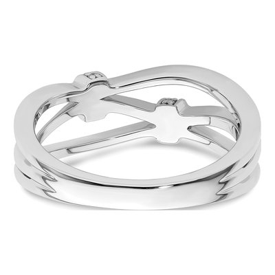 Sterling Silver Diamond Criss Cross Ring – view 6