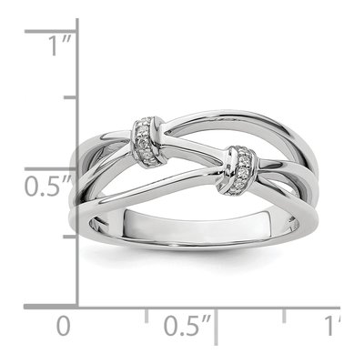 Sterling Silver Diamond Criss Cross Ring – view 8