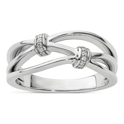 Sterling Silver Diamond Criss Cross Ring