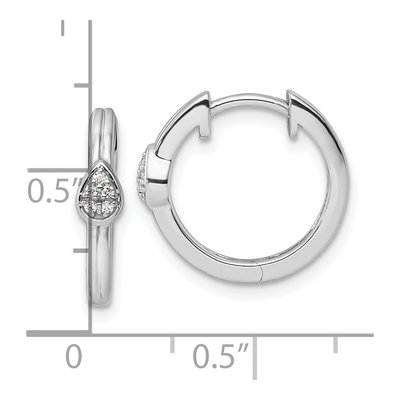 Sterling Silver 1/20 ct tw 16mm Diamond Teardrop Huggie Hoop Earrings – view 4