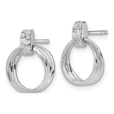 Sterling Silver Diamond Circle Dangle Earrings – view 2