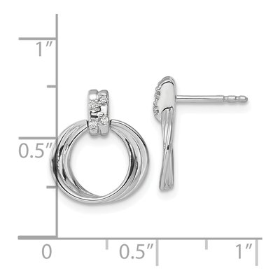 Sterling Silver Diamond Circle Dangle Earrings – view 4
